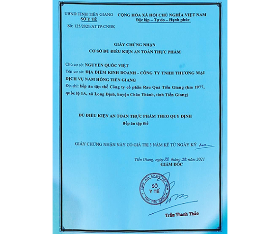 Chứng nhận ATVSTP