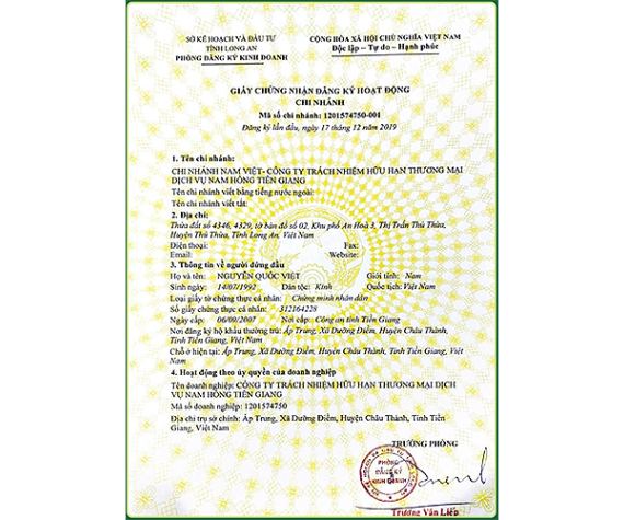 Giấy Phép Kinh Doanh 